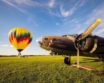 Balloon launching at the Warplane Museum (Photo credit: Keith Walters) Balloon flying over the Finger Lakes